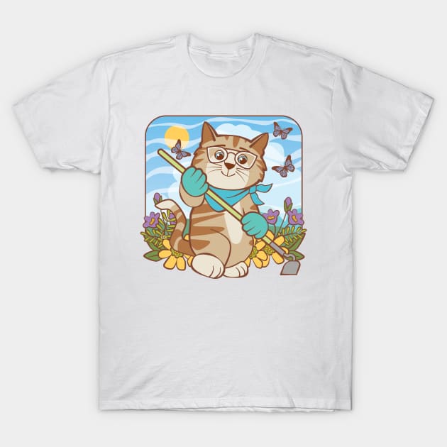 Summer Gardening Cat T-Shirt by Sue Cervenka